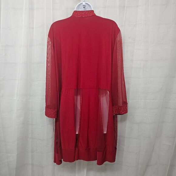 NWT R&M Richards Red Glittery Sheer Formal Romantic Mature Dress and Jacket 22W - Picture 10 of 16